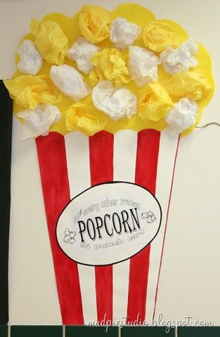 Popcorn Bulletin Board, Popcorn Craft, Popcorn Crafts, Preschool Circus, Popcorn Theme, Deco Cinema, Carnival Crafts, Circus Crafts, Camp Theme