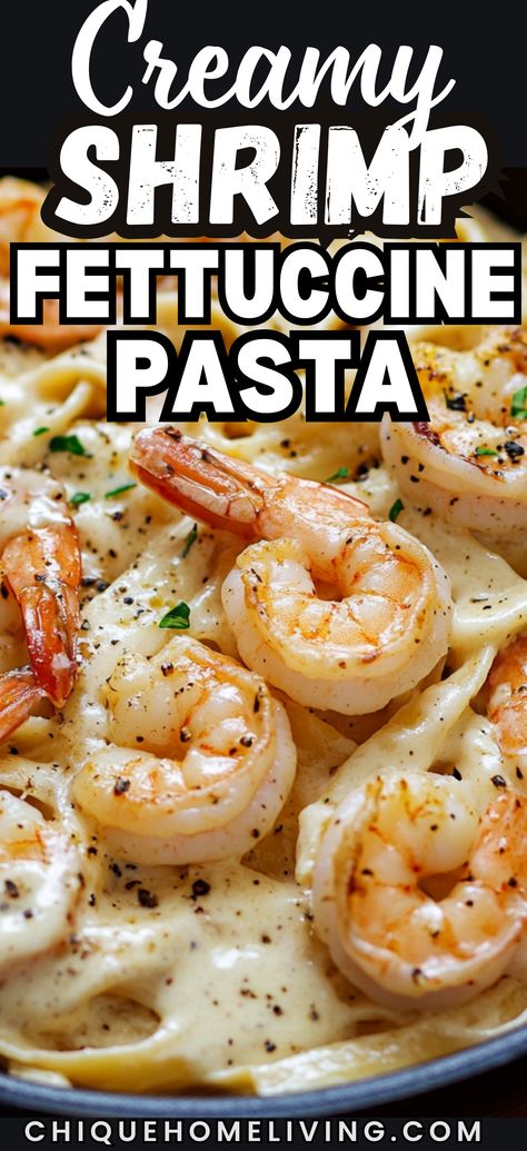 Craving a quick and delicious dinner? Learn how to make the best creamy shrimp pasta in under 30 minutes! This easy recipe combines succulent shrimp, rich Parmesan cream sauce, and your favorite pasta for a mouthwatering meal. Perfect for busy weeknights or a special dinner, this dish is full of flavor and super simple to prepare. Creamy Garlic Parmesan Shrimp Pasta, Shrimp Pasta With Heavy Cream, Quick Shrimp Pasta Recipes, Creamy Shrimp Alfredo Pasta, Recipes Using Precooked Shrimp, Shrimp Recipes Creamy, Shrimp And Pasta Recipes Easy, Recipes Using Shrimp, Best Shrimp Alfredo