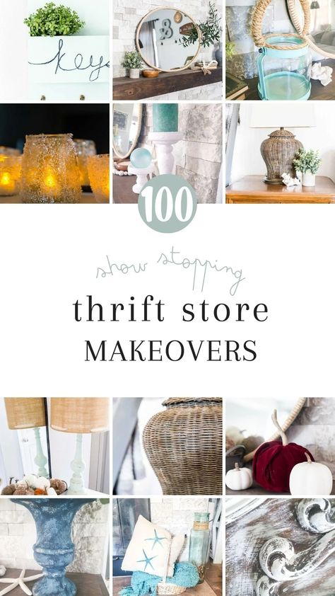 Over 100 unique thrift store projects, great ideas to add some upcycled DIY projects to your home decor that are budget friendly! Upcycle Ideas For The Home, Upscale Thrift Store Ideas, Thrifted Upcycle Decor, Goodwill Upcycle Decor Diy Projects, Thrift Store Upcycle Decor Diy Projects, Thrift Store Makeover Ideas Before After, Thrift Store Flips Before After, Thrift Flip Ideas Decor, Small Items To Make And Sell