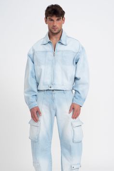 Denim On Denim Outfit Men, Men Denim Outfit, Denim Jacket Bleach, Denim Aesthetic, Denim Outfit Men, Aesthetic Outfits Men, Bleached Denim, Knit Denim, Indigo Denim