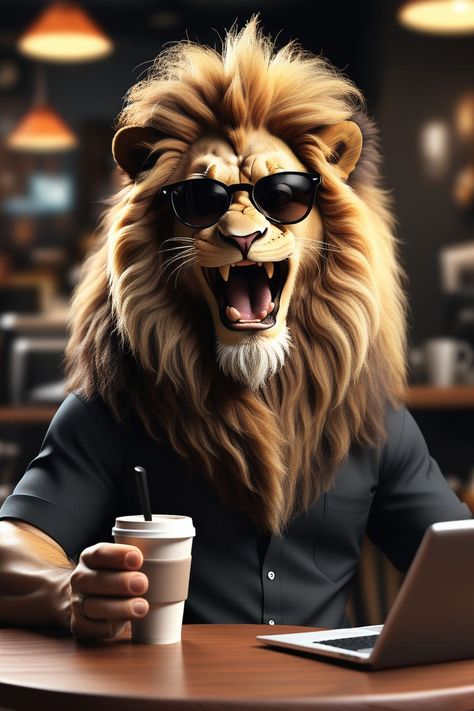 REAL LION by Jose Manuel Vazquez Andion - Playground Lion Playing, Lion Editing Background, Lion Photo Editing Background, Lions Playing, Drake Meme, Lion Kingdom, Lion Memes, Wearing Glasses, One Image