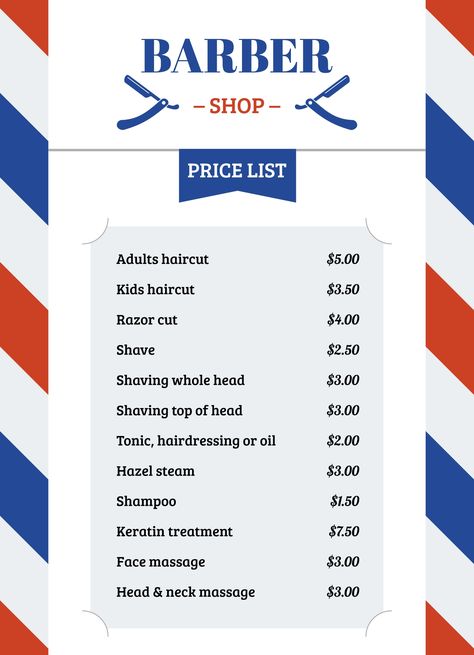 Barbershop Menu Price List, Barbershop Price List Ideas, Barber Shop Price List Design, Barbershop Price List, Barber Price List, Barber Shop Price List, Massage Therapy Business, Price List Design, Barbers Cut