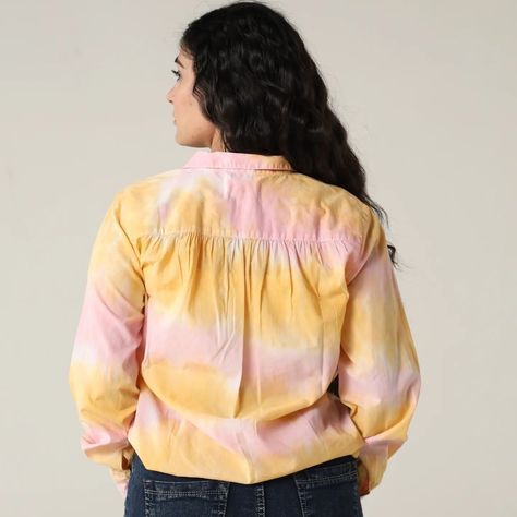 Introducing the Sunset Serenity Tie & Dye Shirt by UptownDesi – an embodiment of sustainable style and effortless elegance. Crafted with our commitment to upcycling and thrifting, this shirt features a mesmerizing sunset dye tie & dye pattern, adding a touch of warmth to your wardrobe. The long sleeves and button placket offer a classic silhouette, while the curved hem provides a contemporary twist. Elevate your fashion statement sustainably with this unique piece, exclusively available on Up... Tie Dye Pattern, Sustainable Style, Tie Dye Shirt, Dye Shirt, Tie Dye Patterns, Effortless Elegance, Classic Silhouette, The Sunset, Button Placket