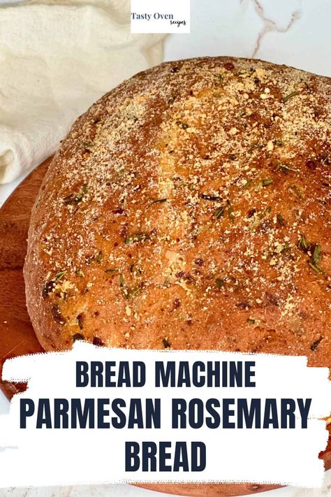 This bread machine recipe makes a tender, fluffy and flavorful Rosemary Parmesan Bread loaf that's great as a dinner side, snack or morning toast. It doesn't go light on the cheesy parmesan or herb flavor! Bread Machine Dinner Bread, Rosemary Bread Recipe Breadmaker, Bread Machine Parmesan Bread, Rosemary Bread Bread Machine, Bread Machine Garlic Herb Bread, Bread Machine Italian Herb Bread, Bread Machine Recipes Rosemary Garlic, Rosemary Garlic Bread Machine Recipe, Bread Machine Rosemary Bread