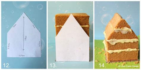 House Cake Tutorial, House Shaped Cake, Barn Cakes For Kids, New House Cake Ideas, House Cake Ideas, House Cake Design, House Birthday Cake, Excavation Construction, Building Cake