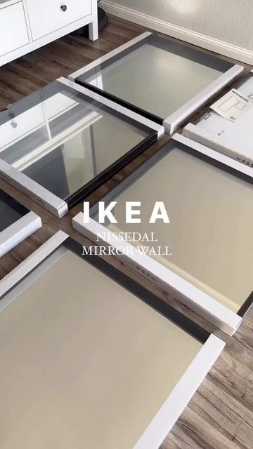 Ikea Mirror Wall, Nissedal Mirror, Ikea Nissedal, Ikea Mirror Hack, Mirror Hack, Ikea Wall, Ikea Mirror, Bed Headboard Design, Gym Room At Home