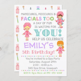 Cool and Girly Spa Party Invitation | Zazzle.com Spa Birthday Invitations, Spa Sleepover Party, Spa Birthday Party Invitations, Spa Party Invitations, Kids Spa Party, Spa Girl, Girl Spa Party, Kids Spa, Spa Birthday Parties