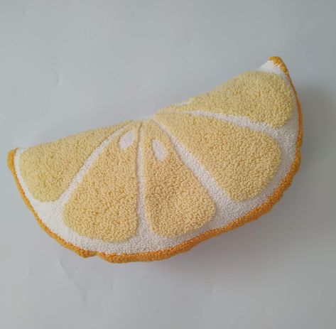 Punch Needle Pillow, Lemon Slice, Cute Pillows, Summer Home Decor, Modern Embroidery, City Apartment, Cushion Design, Dorm Room Decor, Punch Needle