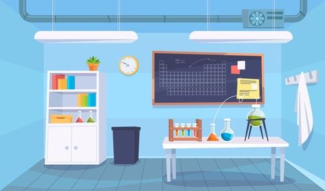 Cartoon Laboratory, Steam Science Projects, Chalkboard Wallpaper, Cartoon Building, Science Room, Room Illustration, Science Background, Animation Art Sketches, Borders For Paper