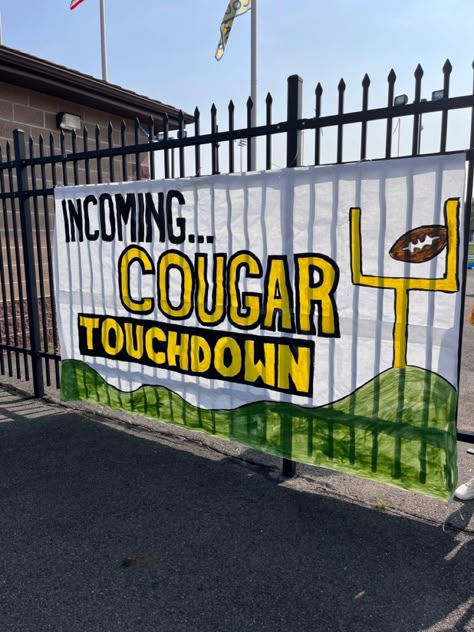 Decades Pep Rally Signs, Homecoming Decor Ideas Football, White Out Signs Football, Construction Theme Pep Rally, Leadership Ideas For High School, Blackout Football Game Theme Poster, Cheer Run Through Signs, Hoco Football Posters, Football Signs High School