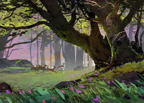 The Art Showcase on Tumblr: Art by  Davood Moghaddami Forest Layout, Backdrop Inspiration, Game Art Environment, The Art Showcase, Art Environment, Forest Drawing, Life Drawing Reference, Art Showcase, Tumblr Art