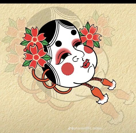 Traditional Japanese Tattoo Sleeve, Japanese Demon Tattoo, Foo Dog Tattoo Design, Traditional Japanese Tattoo Flash, Foo Dog Tattoo, Japan Tattoo Design, Japanese Mask, Traditional Japanese Tattoos, Cute Little Tattoos