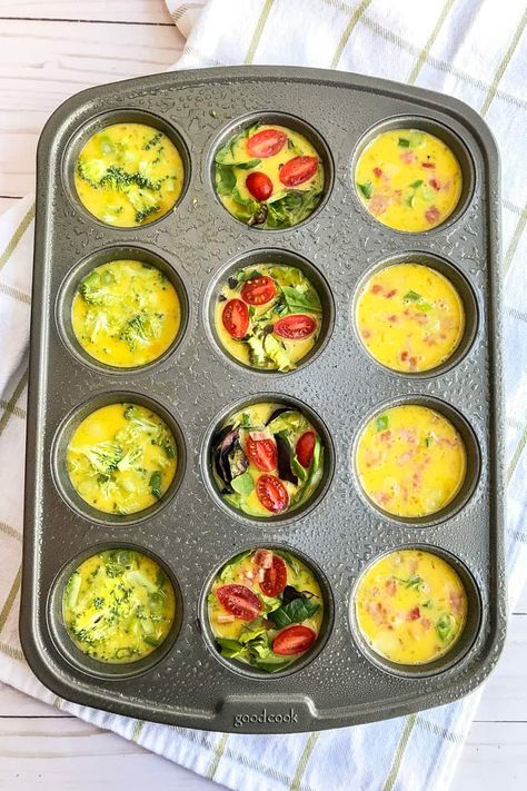 3 Ways to Meal Prep Mini Frittatas in Muffin Tins | 31Daily.com Muffin Tin Frittata Recipes, Easy Egg Casserole Recipes, Mini Quiches In Muffin Tin, Egg Casserole Recipes Easy, Mini Muffin Tin Recipes, Fritata Recipe, Easy Egg Casserole, Frittata Muffins, Mini Frittatas