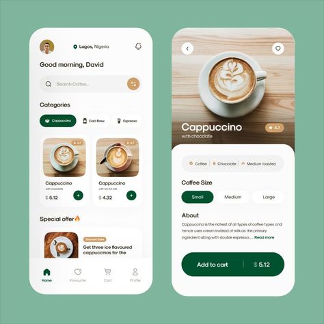 Know more about this design by Emmanuel Edokpa by following up with the pin. Follow @uibucket for more daily UI/UX inspirational posts. Share this pin with your designer friends.💫 Online Coffee Shop, Ux Design Mobile, App Design Layout, Ux App Design, Shop Mobile, Gfx Design, Mobile App Design Inspiration, App Interface Design, Webdesign Inspiration