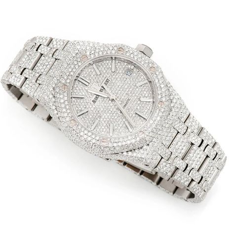 Icebox - Audemars Piguet Royal Oak Steel Full Diamond Watch Audemars Piguet Diamond, Ap Royal Oak, Audemars Piguet Watches, Luxury Watch Brands, Stylish Watches, Audemars Piguet Royal Oak, Royal Oak, Diamond Watch, Audemars Piguet