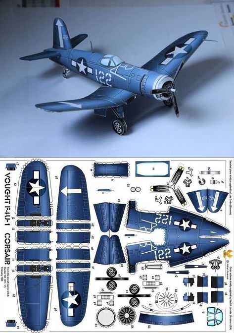 Corsair F4u, Car Papercraft, Paper Model Car, Paper Airplane Models, Paper Aircraft, Airplane Crafts, Free Paper Models, Cardboard Model, Aluminum Can Crafts