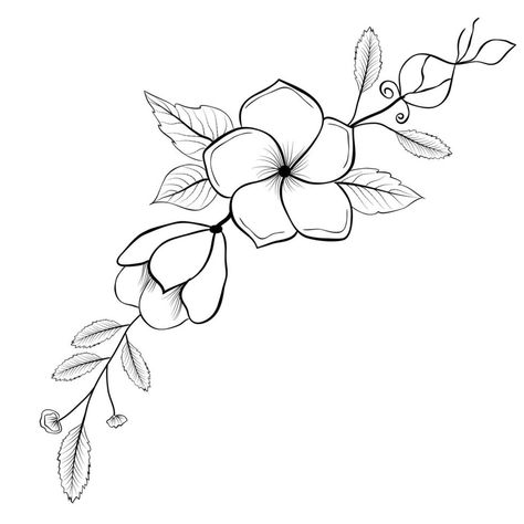 Black And White Flower Tattoo, Galaxy Drawings, Easy Pencil Drawings, Simple Flower Drawing, Easy Flower Drawings, Anime Flower, Flower Line Drawings, Tree Drawings Pencil, Flower Image