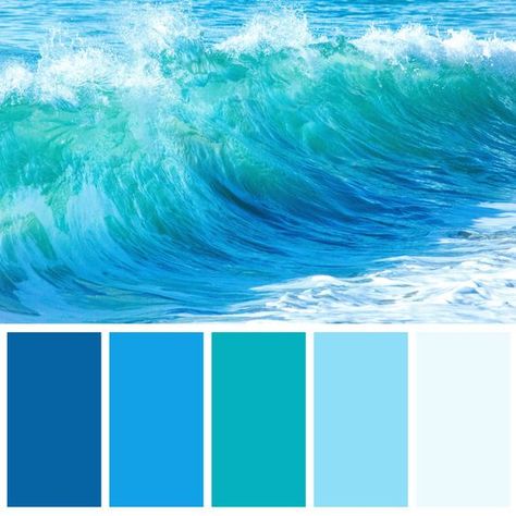 Ocean Blue Color Palette Ideas Ocean Color Palette, Küchen In U Form, Painting Waves, Quilt Colors, Beach Color Palettes, Colorful Bedroom Decor, Birth Colors, Sea Blue Color, Kinetic Typography