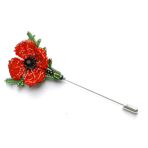 Poppy Brooch Beaded Poppy, Poppy Tutorial, Knitting Creations, Poppy Pins, Wire Knitting, Poppy Brooches, Knitted Wire, Poppy Pattern, Buy Bead