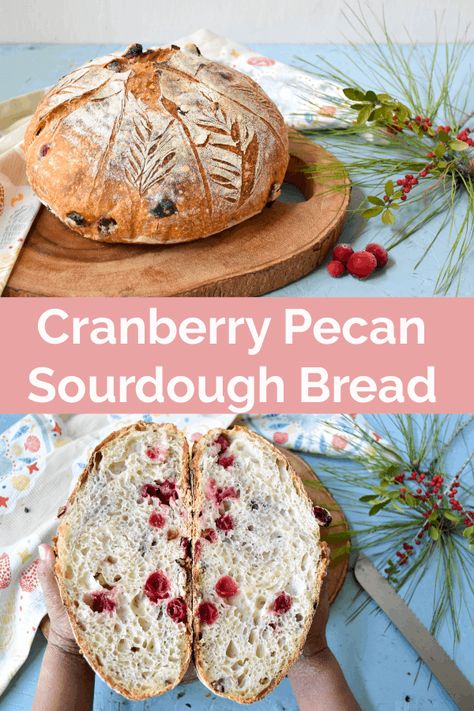 Cranberry Pecan Bread Recipe, Cranberry Pecan Bread, Holiday Morning Breakfast, Sourdough Christmas, Artisan Sourdough Bread, Easy Sourdough Bread, South Indian Kitchen, Easy Sourdough Bread Recipe, Pecan Bread