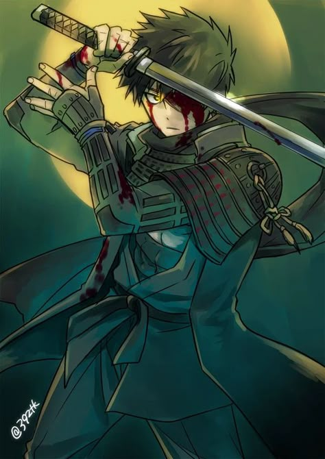 Samurai Manga Art, Deepwoken Art, Samurai Anime Art, Samurai Oc Male, Ronin Character Design, Shinobi Art, Samurai Oc, Doudanuki Masakuni, Oc Warrior