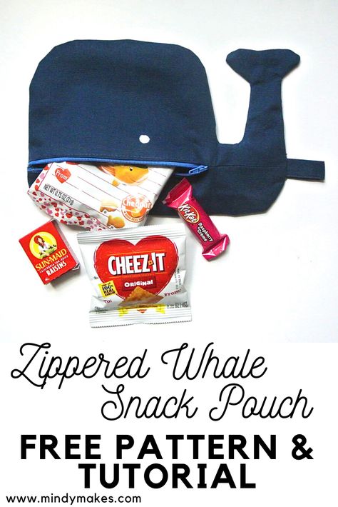 Step-by-Step photo tutorial to make this easy Zippered Whale Snack Pouch in under 1 hour. Snack Pouch, Diy Sewing Gifts, Wallet Pattern, Snack Bags, Sewing Projects For Beginners, Easy Sewing Projects, Sewing Gifts, Zipper Bag, Applique Quilts