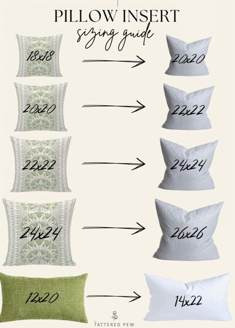 Pillow Insert Sizing Guide Graphic Pillow Insert Size Guide, Crafty Gifts, Interior Deco, Home Decor Tips, Household Hacks, Home Bedroom, Pillow Inserts, Interior Styling, Size Guide