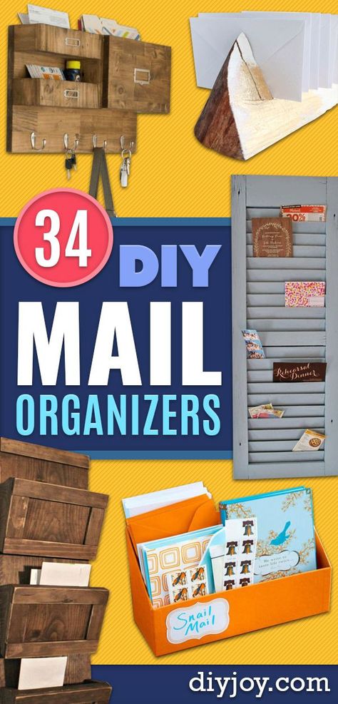 DIY Mail Organizers - Cheap and Easy Ideas for Getting Organized - Creative Home Decor on A Budget - Farmhouse, Modern and Rustic Mail Sorter, Organizer Hanging Mail Organizer, Diy Mail Organizer, Dollar Tree Diy Organization, Budget Farmhouse, Diy Mail, Mail Organizer Wall, Dollar Tree Organization, Mail Sorter, Cheap Organization