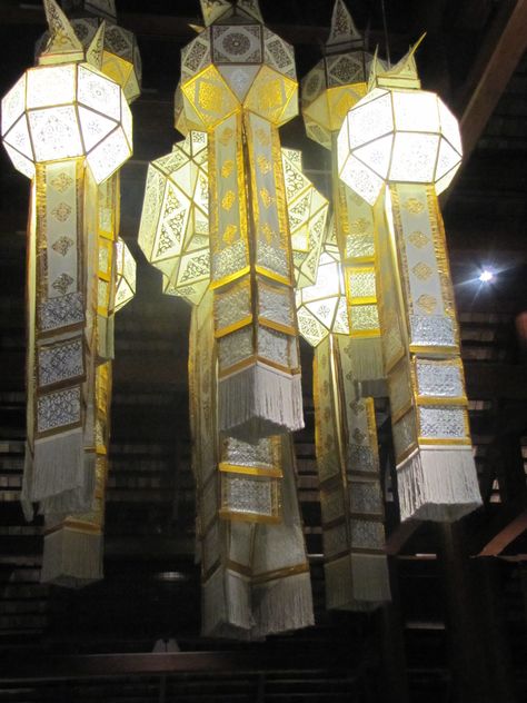 Thai lanterns. Thai Lantern, Thai Kitchen, Lampang, Thai Design, Thai Pattern, Asian Decor, Night Night, Thai Style, Creative Lighting