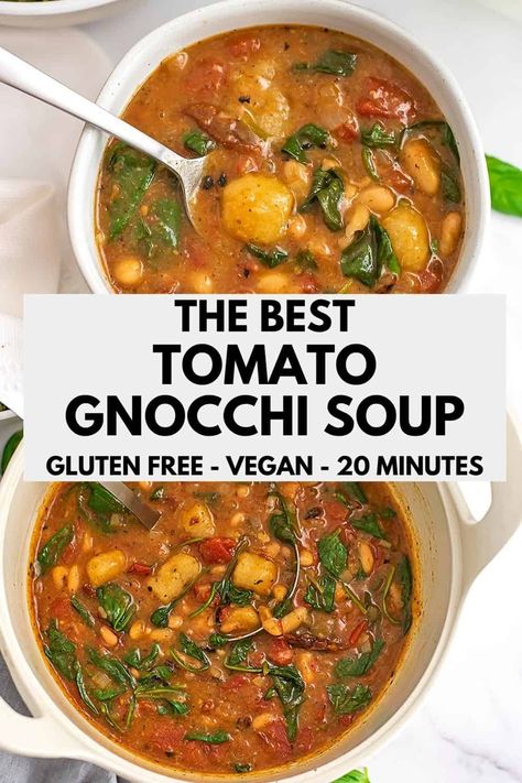 Gluten Free Gnocchi Soup, Gnocchi Tomato Soup, Vegan Gnocchi Soup, Tomato Gnocchi Soup, Tomato Gnocchi, Vegan Gnocchi, Gnocchi Recipes Soup, Gluten Free Gnocchi, Soup Vegetarian