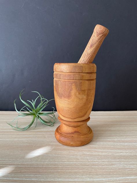 Thrift Store Shopping, Vintage Shelf, Spice Grinder, Vintage Mushroom, Small Wood Projects, Vintage Desk, Mortar And Pestle, Jar Lids, Cooking Utensils