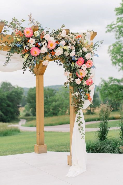 Class Officers, Colorful Garden Wedding, Pastel Wedding Theme, Wildflower Wedding Theme, Wedding Chuppah, Wedding Notes, Midwest Wedding, Bloomington Indiana, Wedding Arch Flowers