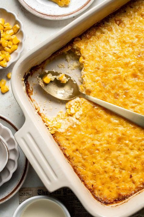 Easy Corn Pudding Recipe, Grandmas Corn Pudding Recipe, Creamy Corn Pudding Recipe, Creamy Corn Pudding, Baked Casseroles, Easy Corn Pudding, Corn Pudding Recipe, Side Dish For Thanksgiving, Sweet Corn Pudding