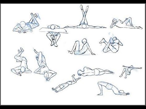 Laying Down Poses Drawing, Laying Down Poses, Laying Down Reference, Laying Down Drawing, Posture Drawing, Sleeping Pose, Side View Drawing, Base Anime, Speed Drawing