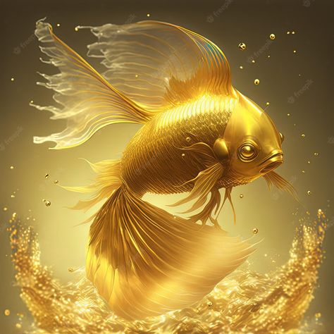 Golden Fish Wallpaper, Gold Fish Wallpaper, Ocean Creatures Art, Fantasy Fish, Gold Images, Fish Background, Space Kids, Lucky Wallpaper, Galaxies Wallpaper