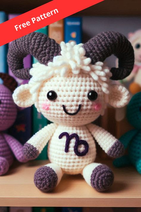 Craft your own Capricorn zodiac sign amigurumi with this easy crochet pattern. Perfect for astrology lovers and unique handmade gifts. Virgo Crochet Pattern, Crochet Astrology, Crochet Capricorn, Capricorn Crochet, Crochet Zodiac, Crochet Zodiac Signs Patterns, Zodiac Crochet Pattern, Zodiac Amigurumi Free Pattern, Capricorn Cross Stitch Pattern