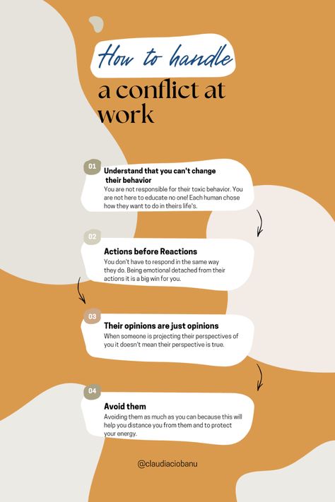 How to handle a conflict at work in 2022. Dealing with difficult people isn't a easy job. A toxic environment can't destroy our energy and to feel overwhelmed by the situation. Learning how to be emotional detached in conflicts, fights, around toxic people is a work of art. Learn how to handle any conflict in your life by understanding the art of forgiveness and become a master of overcoming conflicts with difficult people. You deserve it! Join my free webinar now! How To Handle Conflict At Work, Growing Mindset, Conflict At Work, Dealing With Conflict, People Infographic, Toxic Environment, How To Handle Conflict, Listen And Speak, Dealing With Difficult People