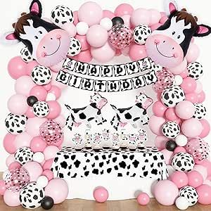 Cow Themed Party, Cow Print Birthday, Dragon Themed Birthday Party, Balloon Arch Decorations, Pink Girl Birthday, Horse Birthday Parties, Girls Birthday Party Decorations, Cow Birthday, Cow Decor