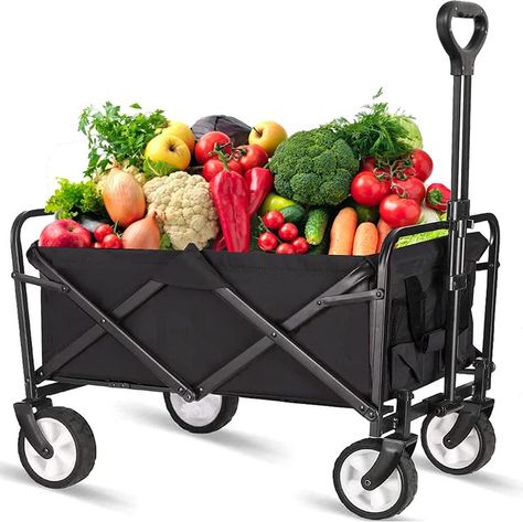 Ideal for transporting your gear to outdoor sporting events, concerts, and trips to the park, this versatile cart is also a great companion for various tasks around the house. However, please be aware that it is not designed for transporting children. Beach Wagon Cart, Portable Shopping Cart, Camping Cart, Yard Cart, Folding Cart, Camping Accesorios, Cart Design, Beach Wagon, Portable Garden