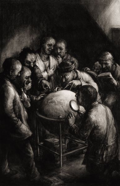 Philosophers & Globe -- Charcoal Dark Images, Philosophers, Charcoal Drawing, Artistic Photography, Ink Drawing, Printmaking, Surrealism, Painter, Globe