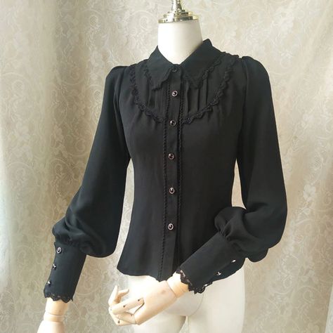 Smarter Shopping, Better Living! Aliexpress.com Frilly Shirt, Victorian Shirt, Gothic Blouse, Chiffon Lace Blouse, Ruffle Collar Shirt, Ruffle Long Sleeve Blouse, Dark Academia Clothes, Women Chiffon Blouse, Gothic Shirts