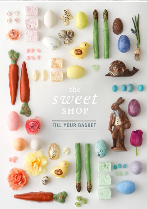 Knolling Photography, Spring Sweets, Sales Email, Things Organized Neatly, Chocolate Bunnies, Chocolate Rabbit, Email Ideas, Email Newsletter Design, Spring Celebration