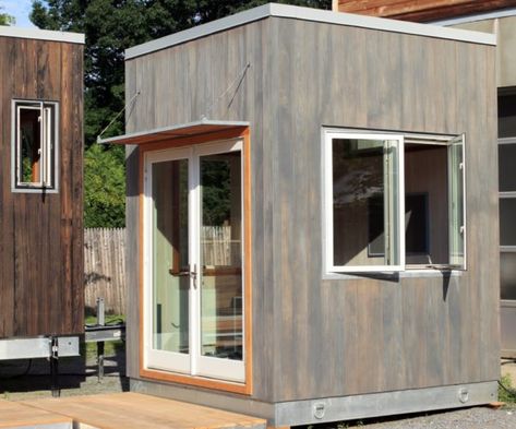 The Cubicle Reimagined! Could This 8'x8' Cube Be Your Next Backyard Office? Prefab Office, Cubicle Makeover, Office Shed, Shed Office, Tiny House Camper, Studio Shed, Cheap Sheds, Cheap Backyard, Garden Tool Shed