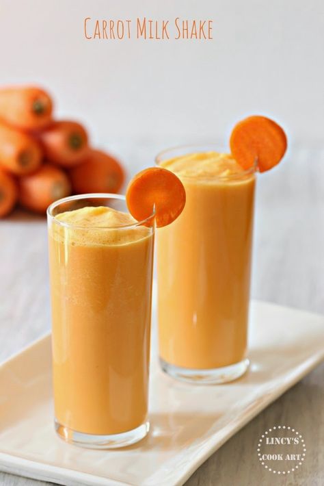 Breakfast Drinks Healthy, Milk Smoothie, Milkshake Recipes, Breakfast Drink, Milk Shake, Carrot Juice, Carrot Recipes, Shake Recipes, Cooking Art