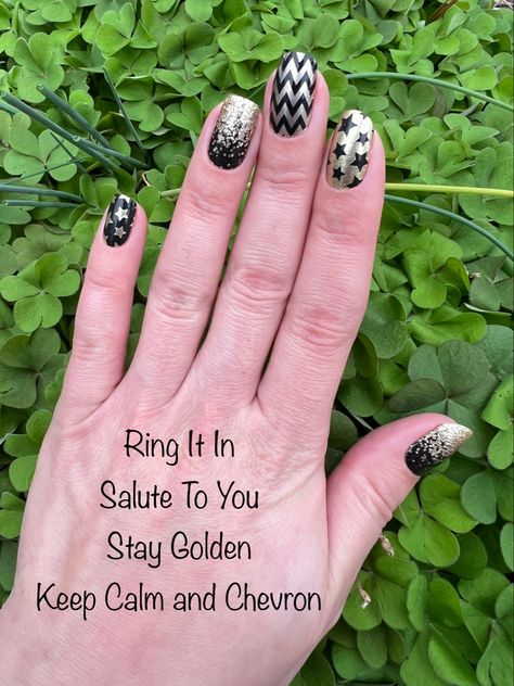 Stay Golden Color Street Combos, Color Street Ring It In Combo, Color Street Ring It In, Color Street Stay In Check, Ring It In Color Street Combo, Colorstreet New Years Combo, New Years Color Street Combos, Color Street New Years Nails Combos, Color Street New Years Nails