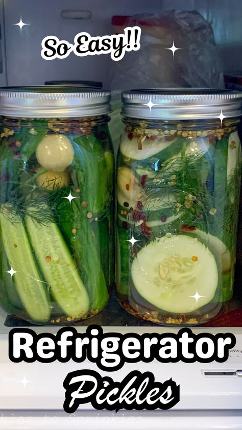 Refrigerator Pickles are so easy to make and require no canning. Learn how to make refrigerator pickles in this easy how to guide. The end results are delicious crispy pickles that are perfect for hamburgers, sandwiches, or just eating one by one. How To Make Refrigerator Pickles, Dill Pickle Recipe Refrigerator, Crispy Refrigerator Pickles, Pickel Recipe Easy, Fridge Pickles Easy, Crispy Pickles, Home Made Pickles, Winter Homesteading, Refrigerator Pickle Recipes