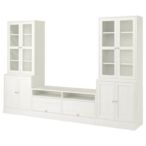 entertainment center - Search - IKEA Ikea Havsta, Ikea Tv, White Entertainment Center, Tv Storage, Ikea Store, Ikea Hemnes, Tempered Glass Shelves, Mobile Tv, Glass Cabinet Doors