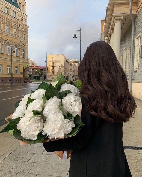 White Flowers, A Woman, Flowers, Hair, White