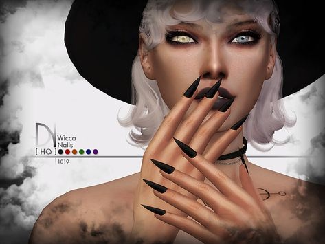 Created by DarkNighTt! Sims 4 Witch Cc, Cc Nails, Long Black Nails, Sims 4 Nails, Vampire Nails, Sims Free Play, Sharp Nails, Sims 4 Expansions, Goth Nails