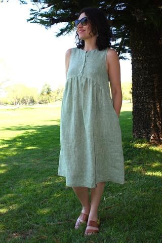 Lisa Dress Pattern Tessuti Patterns, Lisa Dress, Linen Dress Pattern, Garment Sewing, Simple Frocks, Maternity Outfits, Handmade Clothing, Online Fabric, Dress Sewing Pattern